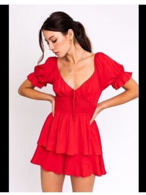 Le Lis Red Shorts Romper